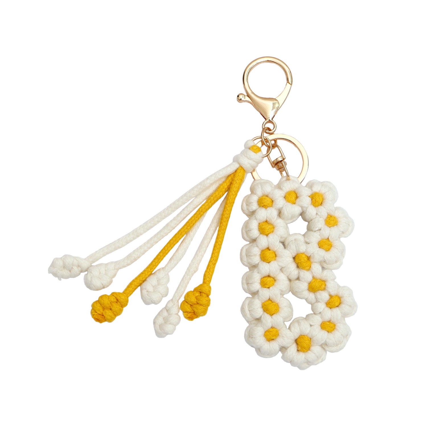 Wholesale Bohemian Handmade Woven Letters, Rice Ears, Flowers, Thanksgiving Maple Leaf Alloy Keychain